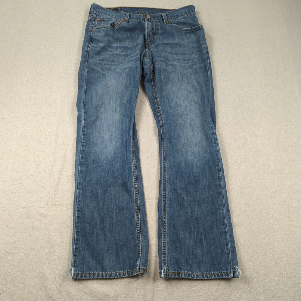 Levis Jeans Mens 32x30 Blue 527 Boot Cut Western Cowboy Faded Distressed